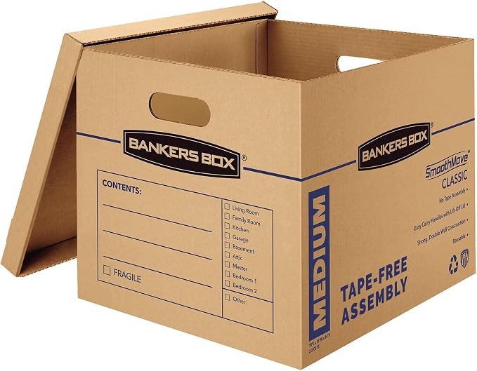 Bankers Box 10-Pack Medium Classic Moving Boxes with Reinforced Handles | Make packing faster with medium moving boxes that balance capacity, strength, and easy carrying. by BankersBox