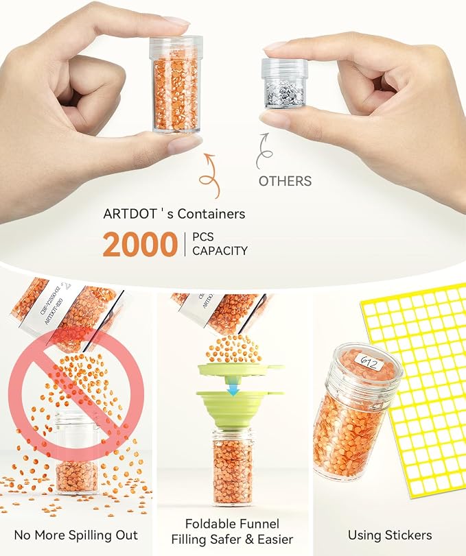 ARTDOT 420 Slots Storage Container for Diamond Art Kits for Adults,Portable Bead Storage Boxes for Diamond Painting Accessories and Tools - Image 2