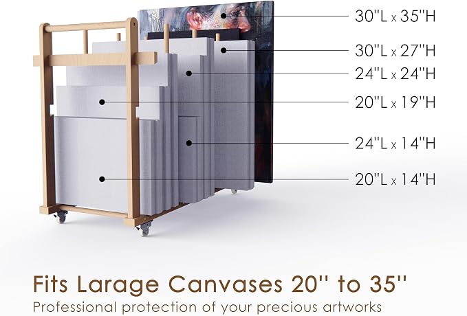 Art Storage Rack, Art Canvas Storage, Art Drying Rack, Canvas Boards Rack Art Storage with Handle & Caster Wheels for Drawing Board, Panel, Paper Pad for Art Studios, Artworks, Gallery - Image 2