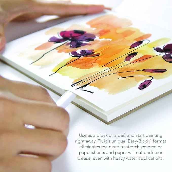 Fluid Watercolor Paper Block, 12 x 12 inches, 15 Sheets, 140 lb (300 GSM) Cold Press Pad for Artist Painting and Wet Media - Image 3