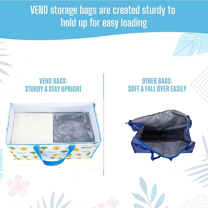 VENO Moving Bags, Wide Open Top, Clear Window, Tropical Island, 6 Pack | Moving boxes Alternative, Heavy Duty, Storage Bags, Clothes and Comforter Storage, Packing Supplies, College Dorm Essentials - Image 6