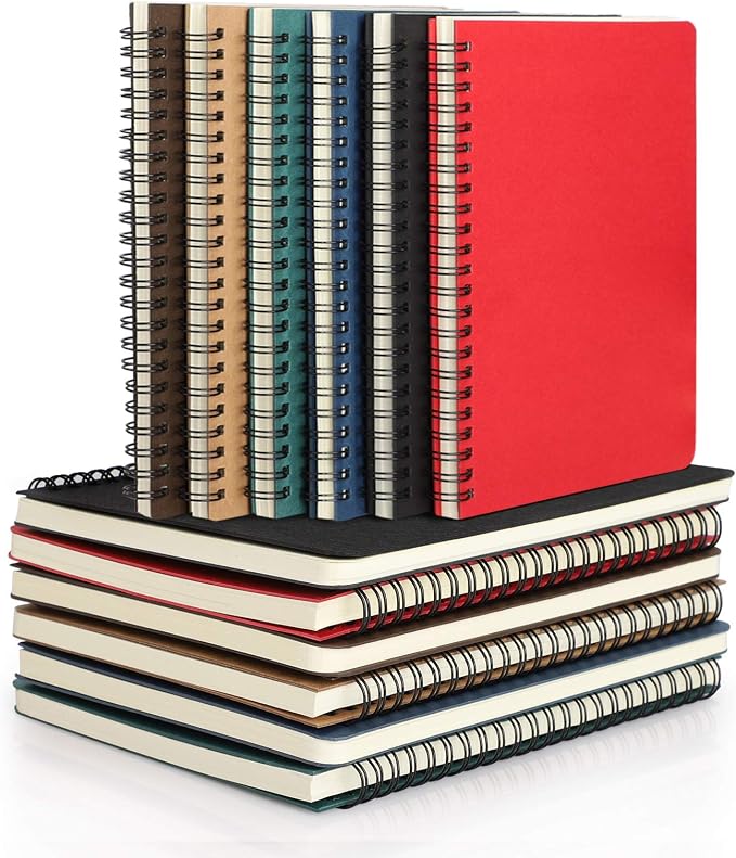EUSOAR Students Ruled Spiral Notebook, A5 12packs 5.5"X8.3" 120 Pages Lined Travel Writing Notebooks Journal, Memo Notepad Sketchbook, Students Office Business Diary Ruled Book Journal-6 Colors by EUSOAR