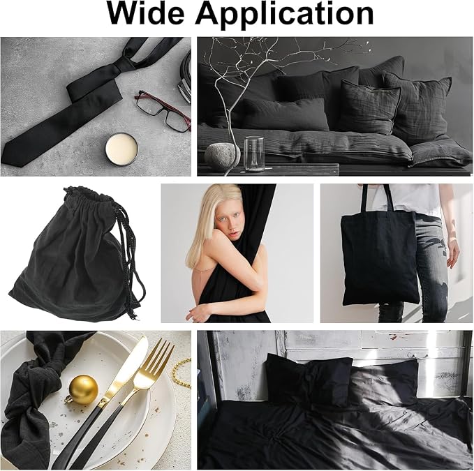 VDS 20 Yard Long, 100% Cotton Muslin Fabric 48” Inch Wide Black, Medium Weight Fabric Linen Textile for Backing Material Quilting Sewing Draping Apparel Cloths Crafts DIY Multipurpose - Image 5