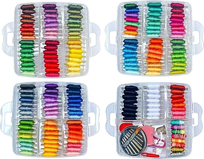 176 PCS Embroidery Floss Set, Complete Set of Tools kit, 4-Tier Organizer Storage Box - Image 4
