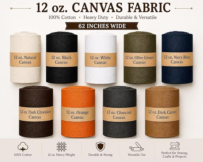 Sedona Designz Black Cotton Duck Canvas 12oz - 62" Wide Fabric by The Yard - Heavy Duty, Durable for Upholstery, Crafts, and Home Décor - Image 5