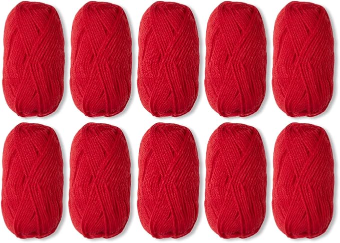 Knit Picks Wool of the Andes Red 100% Wool Yarn Pack for Knitting | 10 skeins (500g total) of soft worsted weight crocheting yarn in Red color, good for felting. by KnitPicks