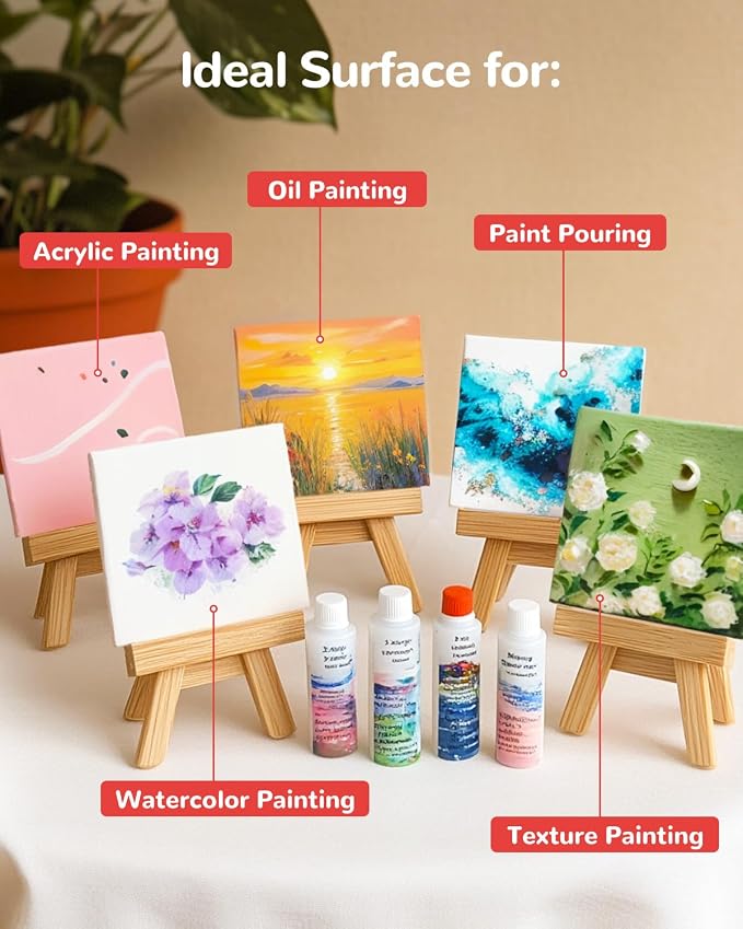 100 Pack 4x4 Inch Mini Canvas Boards for Painting, Square Art Panel | 100% Cotton Art Supplies for Acrylics Oil Watercolor Tempera Paints - Image 5