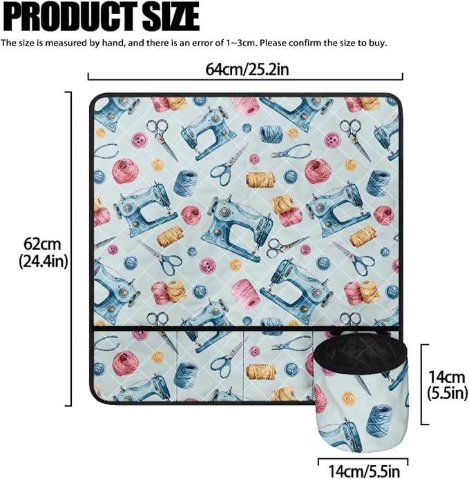 Sewing Machine Muffling Mat and Dust Cover Set | Sewing‑Machine Thread Print,Keep Clean & Safe,Protection Universal Fit Gifts Set,Fits Standard Singer, Brother and Janome - Image 3