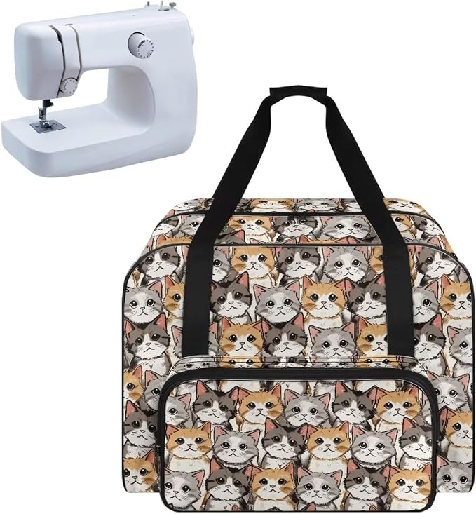 Sewing Machine Bag Universal Travel Tote Bag Portable Appliance Dust Proof Carrying Case with Front Storage Pocket and Soft Cushion for Sewing Enthusiast, Cats by Unknown