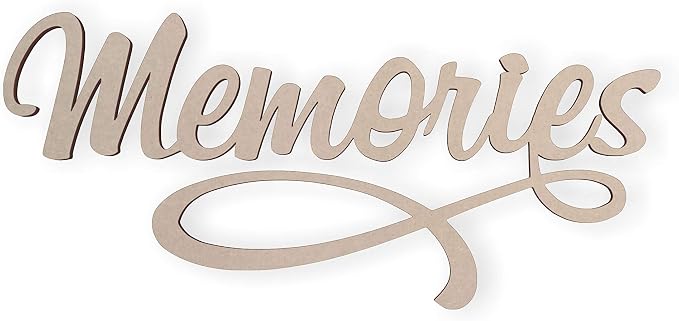 Jess and Jessica Wooden Word Memories Wall Art 36" Thick – Home Decor Accent for Wall Hanging and DIY Crafts, Unfinished MDF Script Cutout Sign for Room Decor in Bedroom, Living Room or Home Office by JessandJessica-HMv1