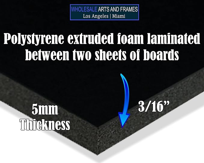 Black Foam Board 5x7 50PK. 3/16 Thick Black Foam Core Board Large 5x7 Black Poster Board. Foamcore – Quality Alternative for Black Cardboard, Polystyrene Rigid Foamboard Large Foamcore Backing - Image 3