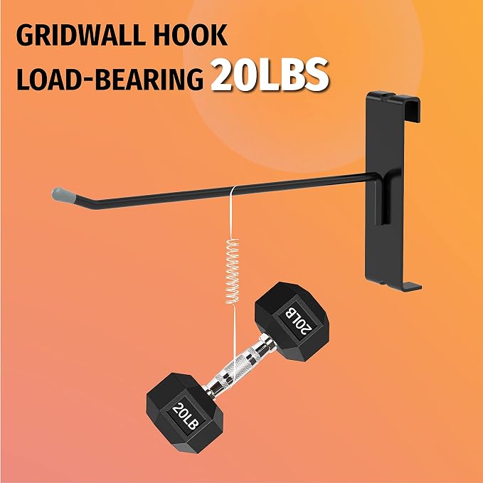 HUHOLE 50 Pack 4 Inch Black Gridwall Hooks Metal Display Hangers | Fits 3 x 3 Inch Wire Grid Panels, 20 lb Capacity Hooks for Retail Store, Craft Fair, Jewelry Rack and Garage Organizer - Image 5