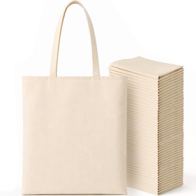 Phicorn Lightweight Cotton Tote Bags, 14 x 15.5 in, 5 oz Blank Canvas | Lightweight 100% cotton totes with reinforced stitching for DIY crafts, gifts, events, group projects, and light everyday use by Phicorn
