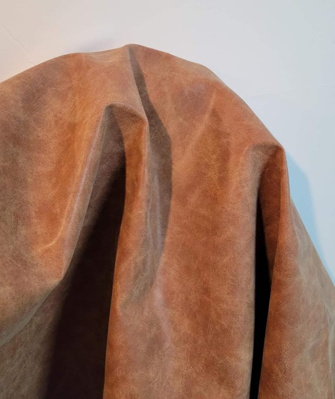 NAT Leathers,Blonde Light Tan Distress Crazy Horse Soft Faux Vegan Leather PU {Peta Approved Vegan},Synthetic Pleather 0.9mm Smooth Nappa Vinyl Upholstery,180"x54" - Image 4