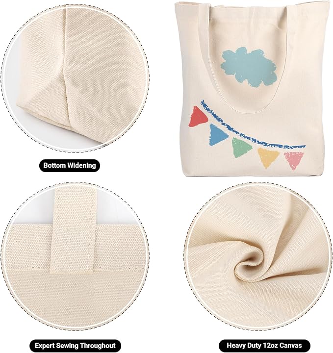 Segarty Large Canvas Tote Bag, 2 Pack 25.6x19.6 Grocery Shopping Bags for Women, Reusable Natural Cotton Blank Canvas Shoulder Totes Aesthetic Bulk for DIY, Gift, Beach, Travel(14oz) - Image 4