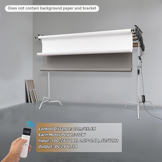 Photography Backdrop Roller System, 6 Roller Motorized Electric Background Support with Controller, Photo Background Shaft Lifting Ceiling Holder for Home Studio Live Shooting (6 Roller)