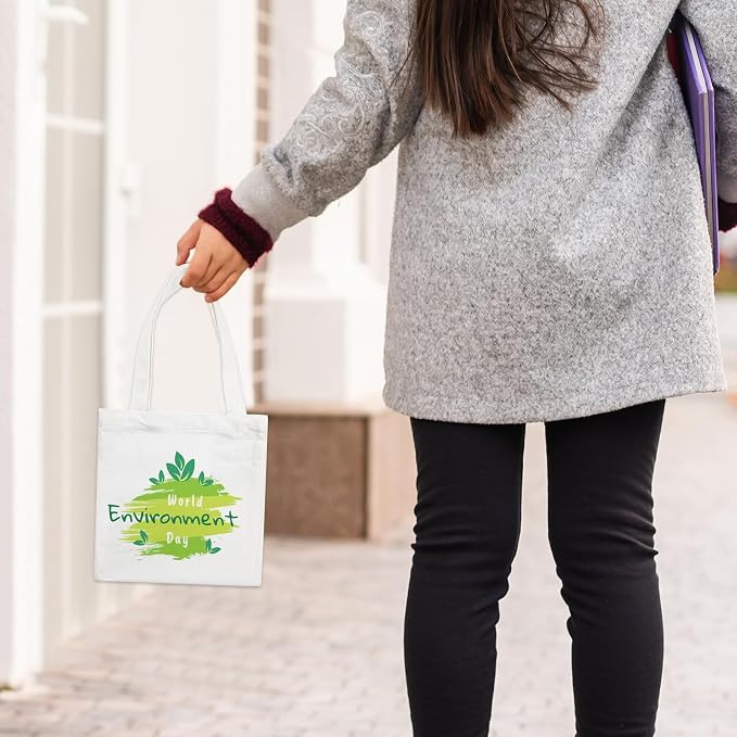 OKBA 8X7.5 Inch Sublimation mini tote bags,Blank Canvas Tote Bags Reusable Grocery Bags, small bags for kids DIY - Image 2