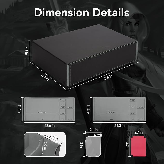 5 Row Trading Card Storage Box, 3800+Bulk Card Organizer Box with 20 Dividers & 5 Supporters, Graded Card Deck Box for YuGiOh, MTG, TCG with Double Lid Black/Grey - Image 5