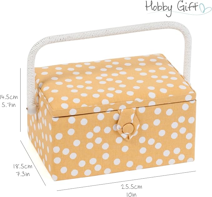 Hobby Gift Medium Sewing Box Organiser | Fabric Covered Storage Box, Handle, Internal Tray, Pin Cushion and Pocket, For Sewing, Quilting and Knitting Supplies - Image 6