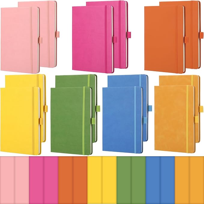 Laumoi 14 Pack Hardcover Lined Journal Notebooks Bulk,Fashion Color,A5 | PU Leather Journaling, Wide Ruled, with Pen Holder, for Office Business Work Writing by Unknown