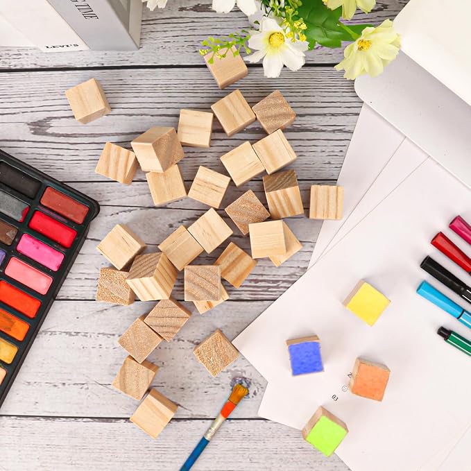 1000 PCS Premium 0.79 Inch Wooden Cubes, Natural Pine Wood Cubes for Crafts, Wood Blocks Ready for Artistic DIY Projects-Unleash Creativity with Blank Wood Blocks - Image 5