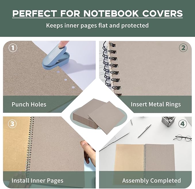 Heavy-Duty Chipboard Sheets 8.5 x 11 20 Pcs | Goefun 80pt/2mm Thick Greyboard Book Board for Book Binding, Scrapbooking, Photo Backing, DIY Projects - Image 4
