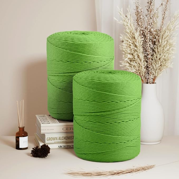 ZUEXT Macrame Cord, Apple Green, 4mm x 547yds Cotton String Macrame Yarn | Natural Handmade, 4 Strands Twisted Cotton Rope, for Craft Wall Hanging Weaving Tapestry Dream Catchers Hanger DIY Gift, 500m - Image 4