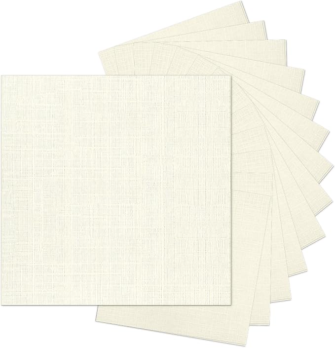 Ivory Linen Cardstock 12x12 80lb 100 Sheets | Goefun Thick Cardstock Light Cream Textured Paper, Linen Paper for Printing, Invitations, Card Making, Crafting, Scrapbook by Goefun