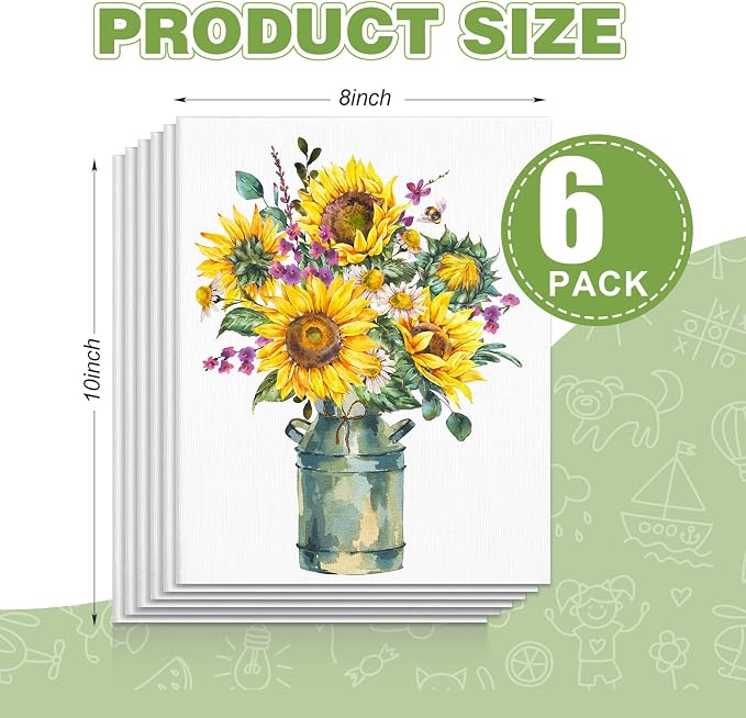 ESRICH 6 Pack 8x10 Primed Canvas Boards for Painting, Ideal for Starter | Cotton Acid-free Surface, Gesso Primed for Acrylic, Oil, Watercolor. Art Painting Supplies for Class, Paint Parties and Home - Image 2
