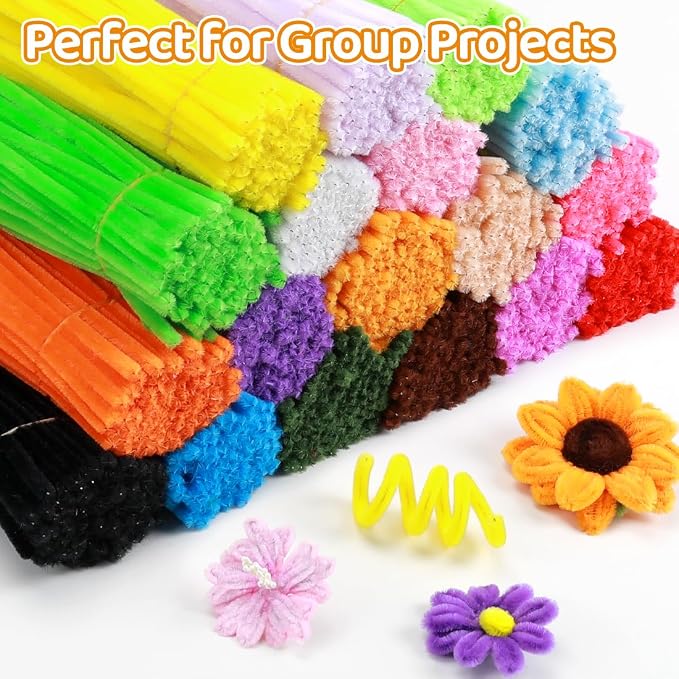 AIZANYU 1200pcs Pipe Cleaners Bulk. 24-Color Chenille Stems for Craft. Art Supplies for Flowers. Flower Making Manual Included - Image 5