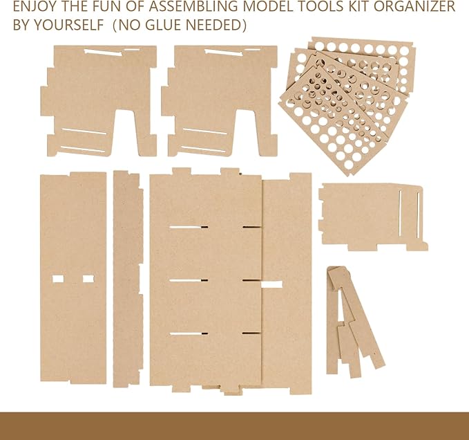 Wooden Model Kit Tool Storage Rack with 100 Holes, Brush/Paint Organizer with MDF Material, Craft Supplies Storage, Brush/Tool Holder, Suitable for Tamiya/Gundam Tools, GK6 - Image 9