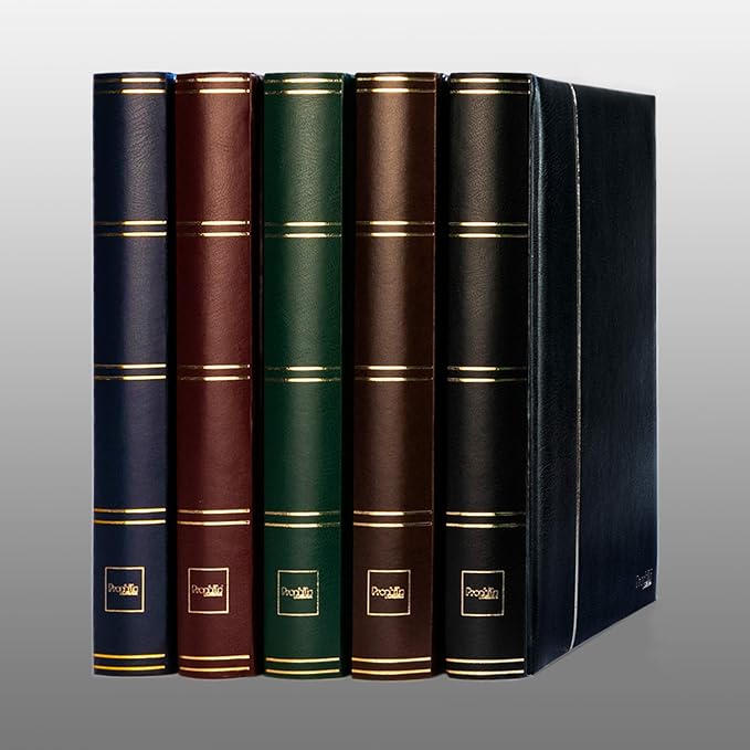 Prophila Stamp Album Stockbook 60 Black Sides, Leatherette Padded Black Cover - Image 3