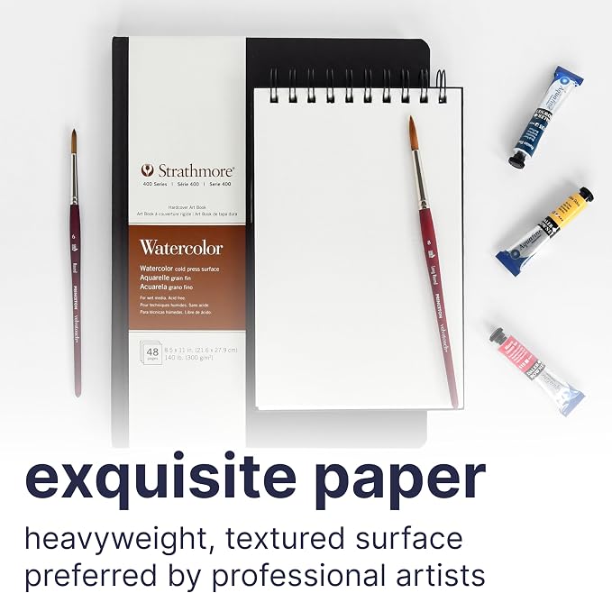 Strathmore 400 Series Watercolor Paper Art Book, Matte Brown Cover, Natural White, Hardbound, 24 Sheets, 5.5x8.5 inch - Image 2