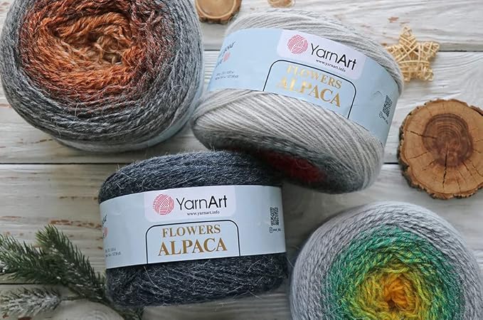 YarnArt Flowers Alpaca – Gradient Cake Yarn, 20% Alpaca 80% Acrylic, 250g/1028 Yards (8.82oz), Soft Multicolor Fine Sport Yarn for Knitting & Crochet Shawls, Sweaters, Scarves (422) - Image 4