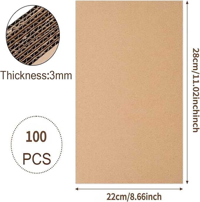 Flat Cardboard Sheets for Crafts - 8.5x11 Inch Bulk Corrugated Cardboard Sheets & 3 mm Thick Chipboard for Mailer Inserts & Dividers - Craft Board & Backing Board for DIY Crafts,100 pack - Image 4