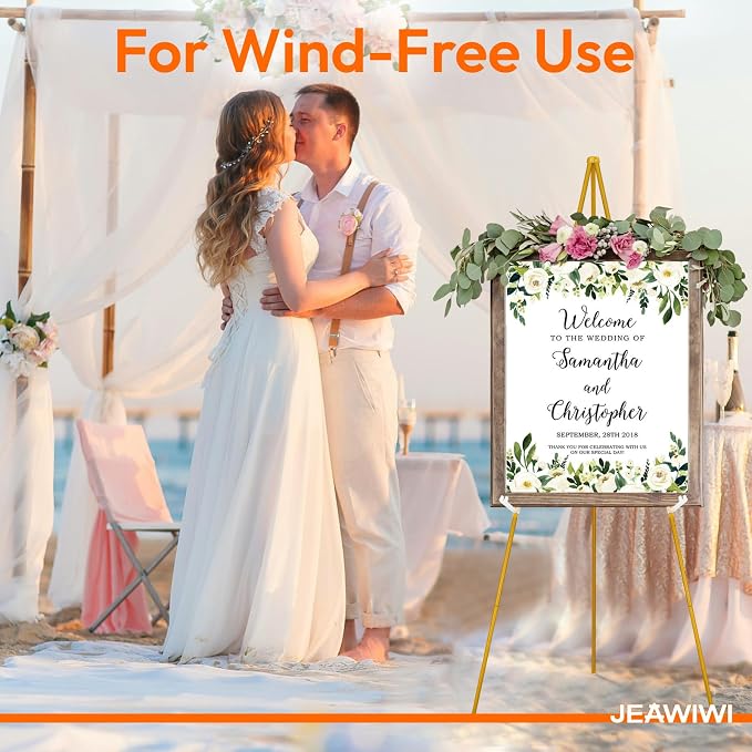 JEAWIWI 4 Pcs Lightweight Easel Stand, 66 Inch, Ochre, with Portable Bags | Adjustable Folding Metal Easel Stand for Wedding Sign, Display Show, Art Show, Poster Display - Image 6