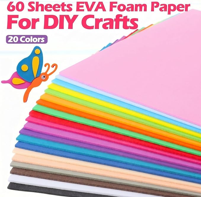 Pangda 100 Pcs 9 x 12 Inch EVA Craft Foam Sheet Crafts, 20 Colors | 2mm Thick Sheet Craft, Colorfed Crafting Handicraft Paper Set, for DIY Arts Scrapbooking School Classroom Project Supplie - Image 3