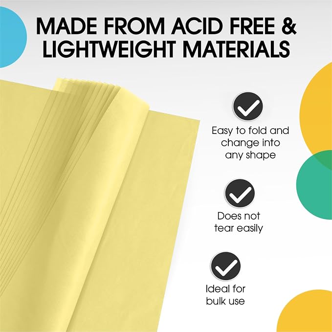 Party Solids Ivory Tissue Paper for Gift Bags - 15" X 20" Bulk Tissue Paper Ivory 480 Sheets - 10lb Newsprint for Packing, Birthday Gift Box Filler, Packing Supplies for Moving Supplies - Image 3