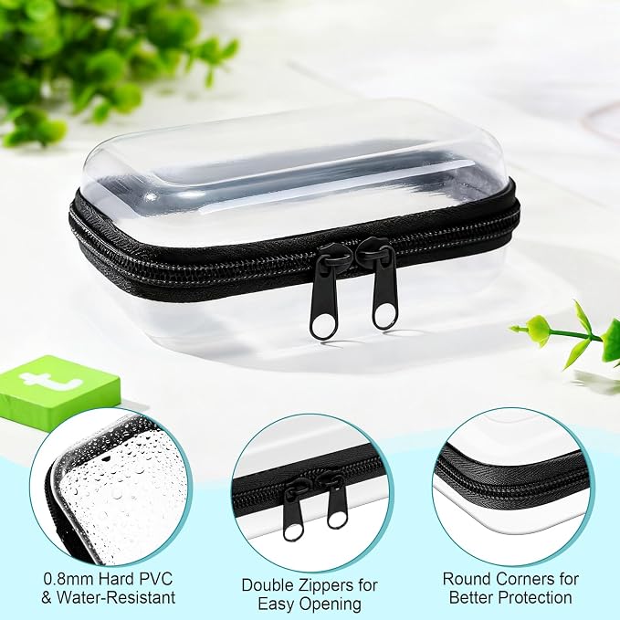 Sanwuta 6 Clear Hard Zipper Case,Black,5 X 3 X 2 Inch | Pencil Case Pouches ,Makeup Bag,Plastic Toiletry Diaper Bag ,Travel Toy Storage,Waterproof Organizer Bins - Image 3