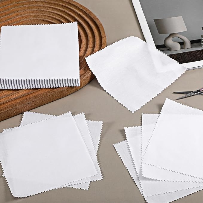 100 Pack 5-inch Cotton Fabric Squares, 5″ Precut Cotton Fabric Squares, Solids White Charm Pack, White - Image 3