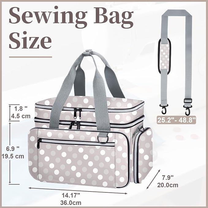 Anitor Sewing Supplies Organizer, Double Layer Sewing Storage Organizer | Two Detachable Dividers, Large Travel Sewing Bag Organizer with Shoulder Strap for Accessories (Bag Only) - Image 3