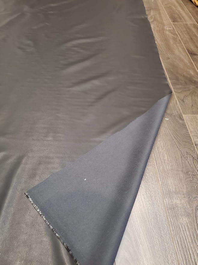 Black Faux PU (Peta Approved Vegan) Leather by the Yard Synthetic Pleather 0.7 mm Nappa Yards Garment Weight Smooth Upholstery (Black Stretch Lightweight, 5 Yard (180"x54")) - Image 4