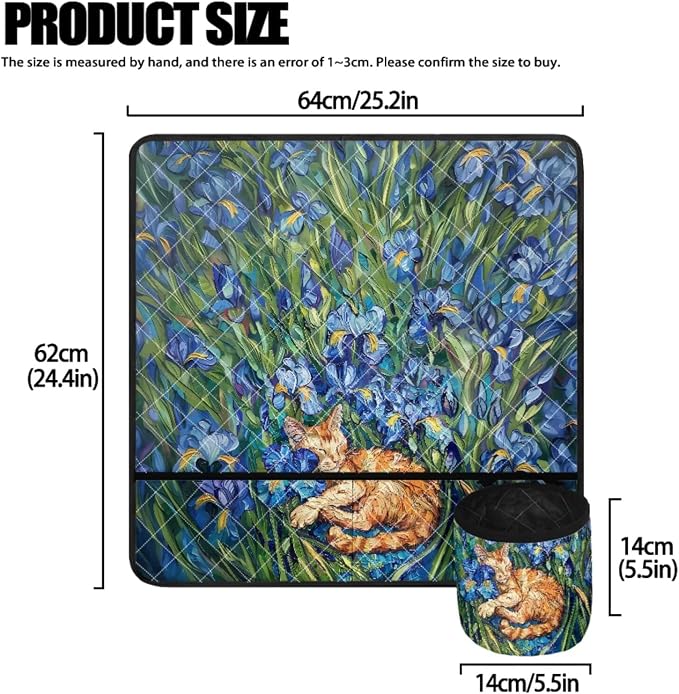 Iris Flower Orange Cat Print Sewing Machine Muffling Mat and Dust Cover to Keep Clean & Safe Muffling Mat Protection Suitable for Brother Singer Bernina and Most Machines - Image 3