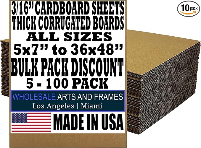9x9 Large Cardboard Sheets Target Backer 10 Pack 3/16" Thick Corrugated Cardboard Blanks 9x9 Flat Cardboard Dividers, Inserts for Mailers Hard Sheets for Packing, Mailing, Moving, Shipping, Crafts by WHOLESALEARTSANDFRAMES