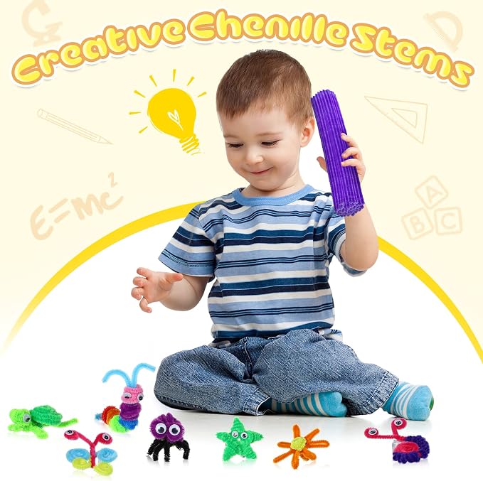 Leitee 2500 Pcs Pipe Cleaners Craft Supplies Googly Eyes Kit Creative Crafts and Arts 2000 Chenille Stems 500 Wiggle Eyes DIY Crafting(Mixed Colors) - Image 6