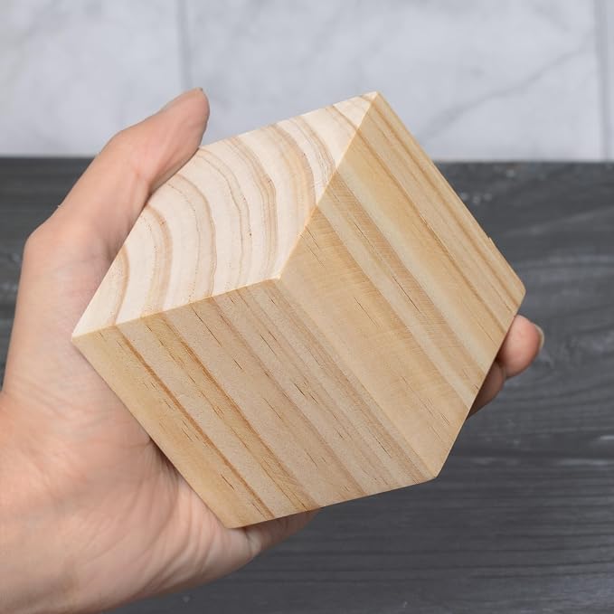 6 Pack Unfinished Wood Blocks 3 Inch - Solid Pine Wooden Cubes for Crafts, Sanded Smooth Natural Wood Squares for Carving, Painting, Engraving & Rustic Home Decor - Image 5