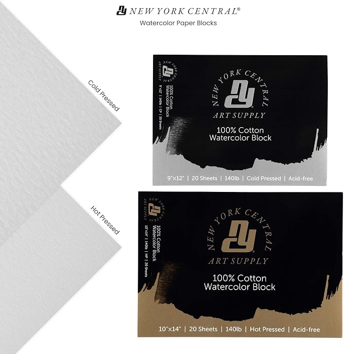 New York Central 100% Cotton Watercolor Paper Blocks 2 Pack 140lb 4x10 - Hot Press Acid-Free Premium Watercolor Paper for Artists, Painting, Water Media, Professionals, & More - Image 3