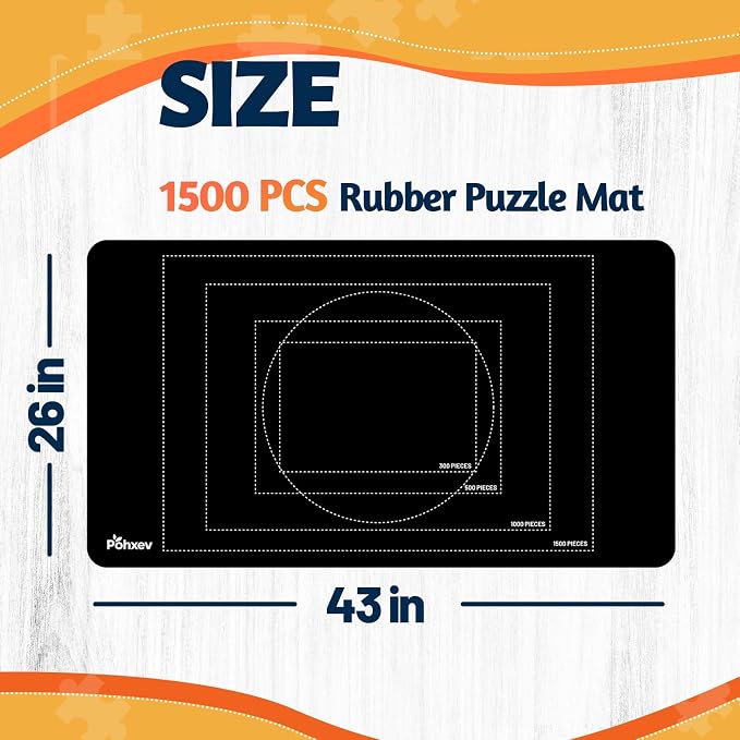 Pohxev Jigsaw Puzzle Mat Roll Up, Portable Saver Pad 43” x 26” Up to 1500 Pieces, Puzzles Matt Rollup with Non-Slip Rubber Bottom & Smooth Top. (6 Puzzle Sorting Trays & 1 Storage Bag) - Image 5