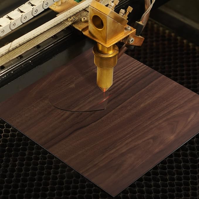12 Pcs Walnut Unfinished Wood Craft, 3MM 1/8" x 12" x 12" Walnut Unfinished Plywood for Laser Cutting & Engraving, CNC Cutting, School DIY Projects 12 Pcs - Image 4