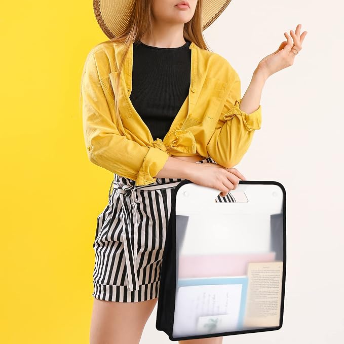 12 Pieces Scrapbook Paper Storage 12x12 Sheets Storage Paper File Scrapbook Paper Storage Organizer with Handle Expandable Craft Paper Storage for Documents Office Photos Cardstock File (Black) - Image 7